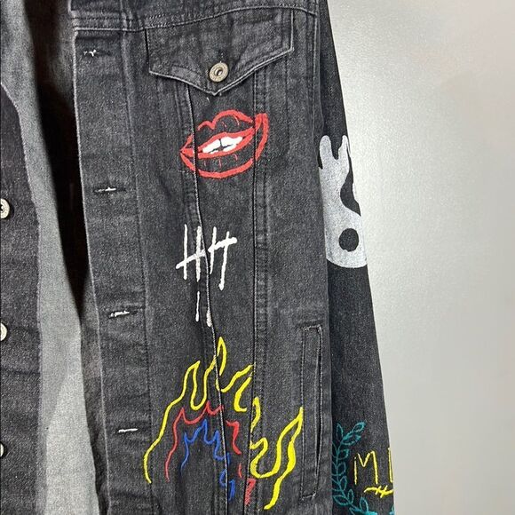 Brooklyn Cloth Black Jean Jacket with Colorful Patches - Picture 5 of 8